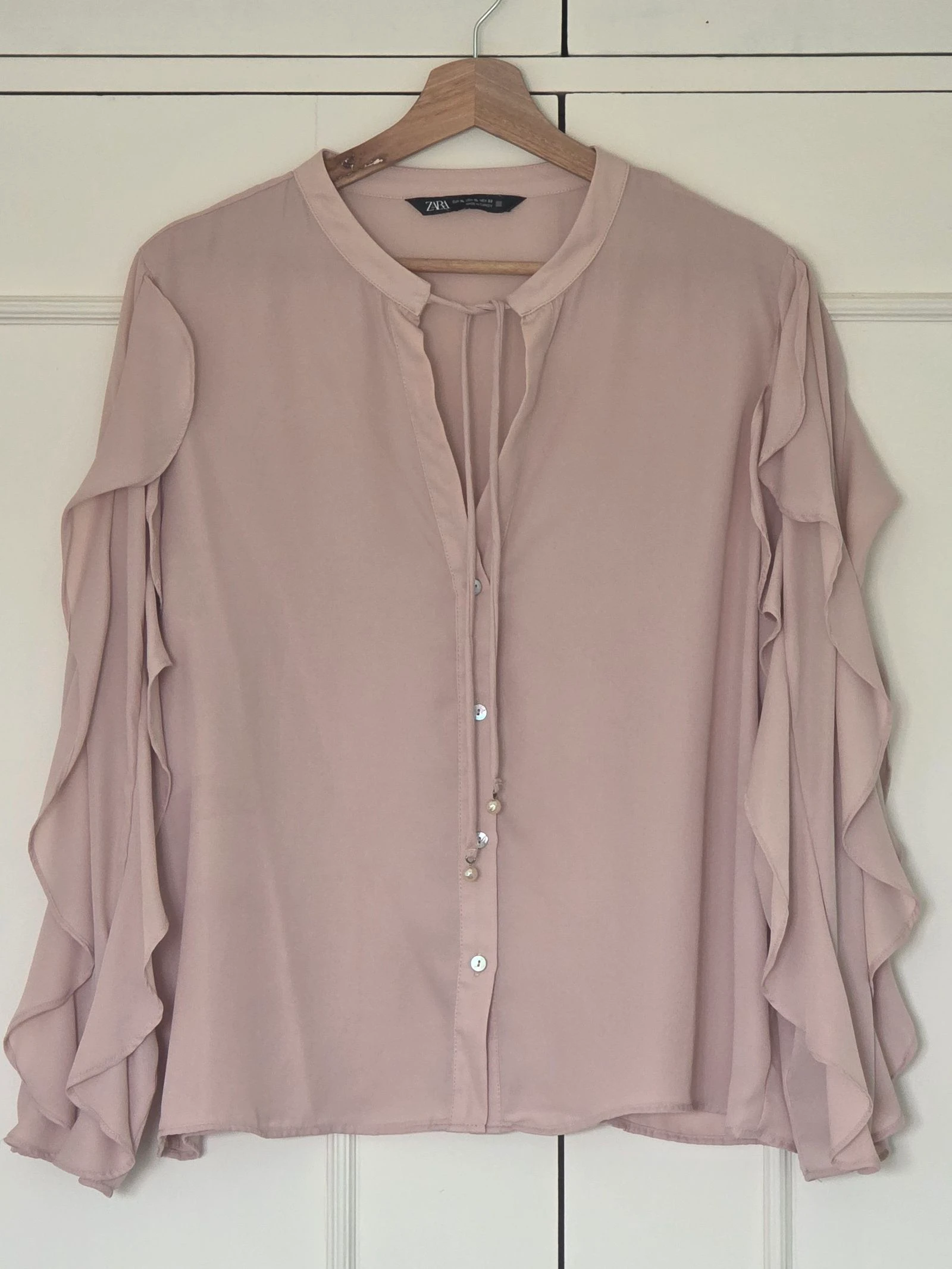 Blusa Folhos Rosa Velho | Zara | T.XL